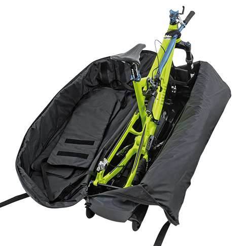 A black bike case from the inside.