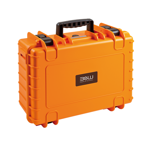 A closed orange colored case.